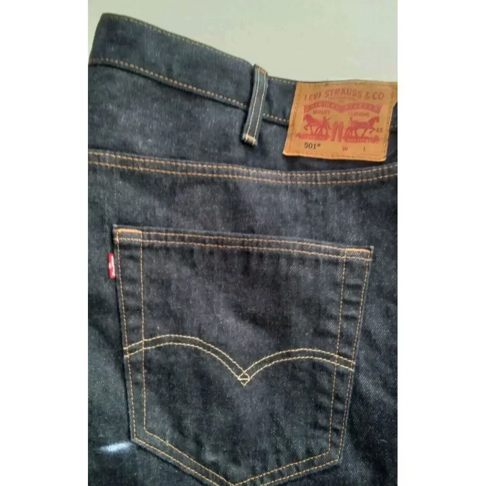 Levi's 501 Jeans Dark Wash Straight‎ Leg Denim Pants Classic Fit Size W42